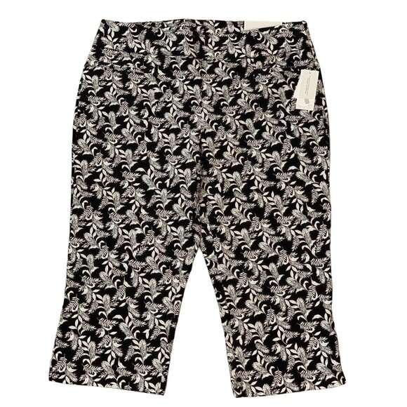 Christopher & Banks Signature Slimming Black & White Tropical Print Crop Pants S - Picture 1 of 12